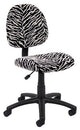 Perfect Posture Delux Microfiber Task Chair Without Arms in Zebra