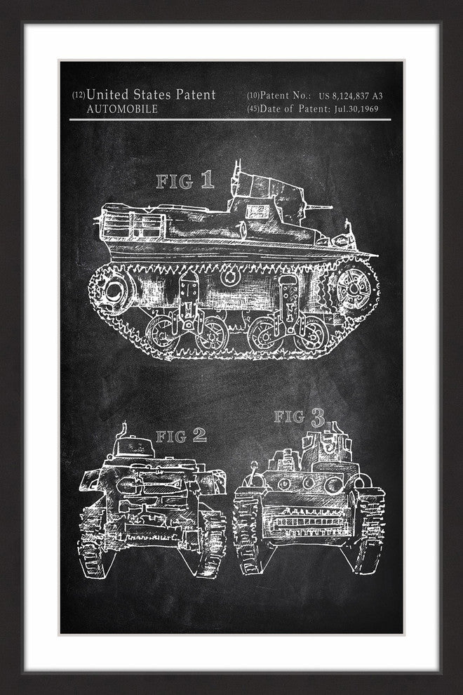 "Military Tank Design" Framed Painting Print, 12"x18"