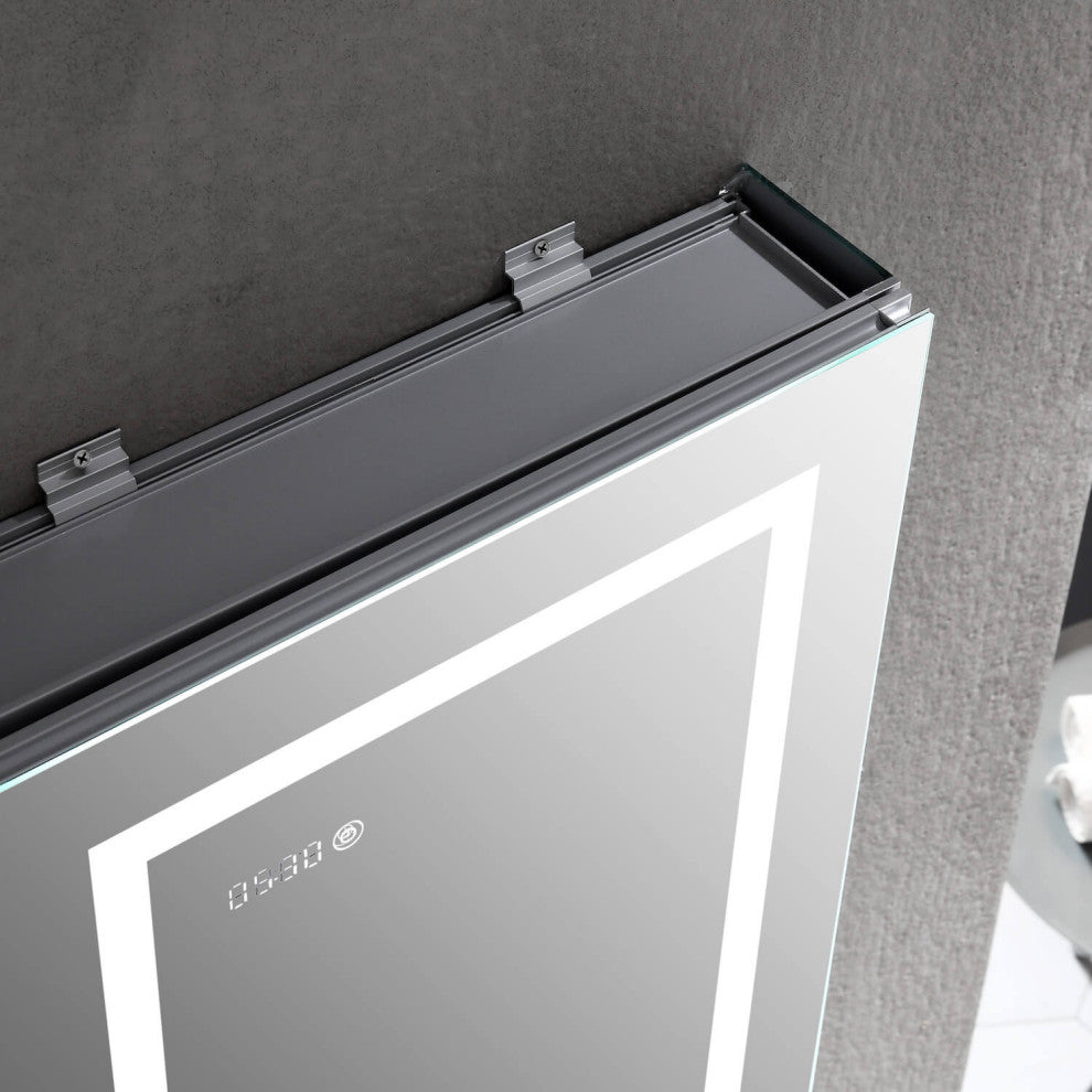 LED Medicine Cabinet With Defog, Dimmer, Makeup Mirror, Outlets, 24/R/3x