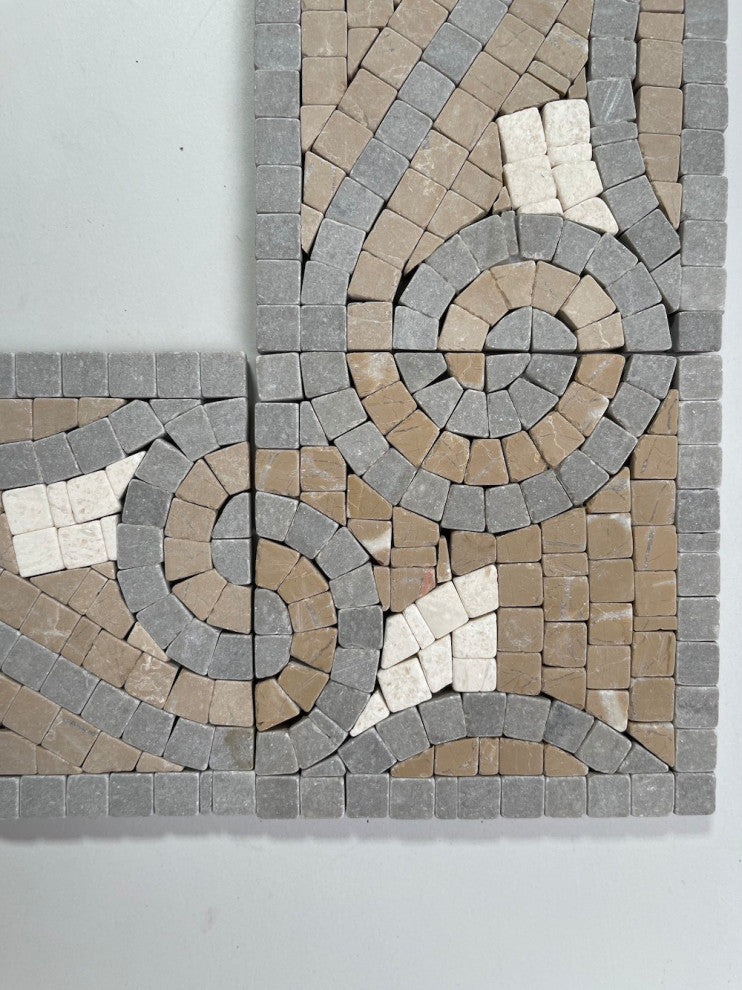 Marble Mosaic Border Bathroom Decorative Insert Tile Swirl 4x4 Tumbled, 1 piece