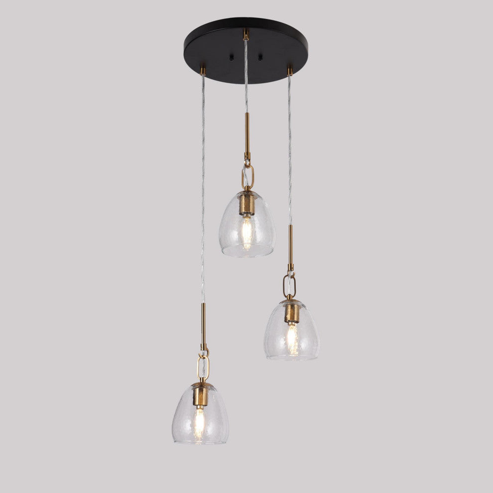 LNC 3-Light Matte Black and Polished Gold Linear Modern/Contemporary Chandelier