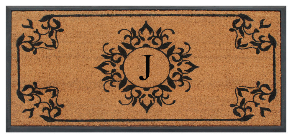 A1HC Hand-Crafted 24"x48" Rubber Coir Double/Single Monogrammed, J