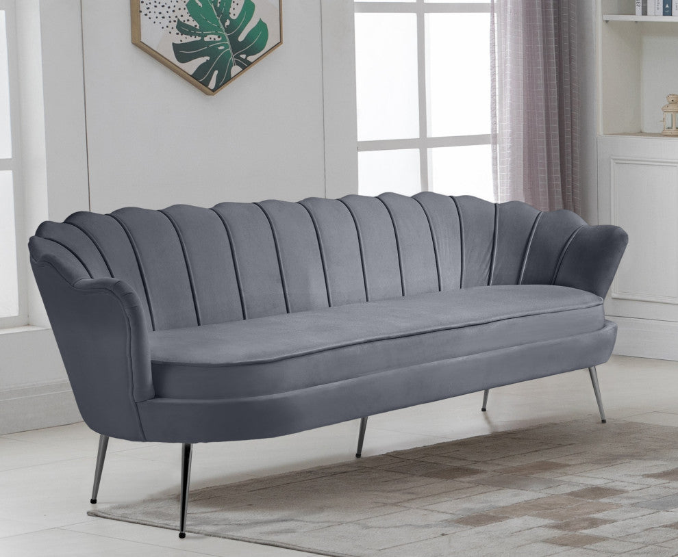 Gardenia  Velvet Upholstered Sofa, Gray