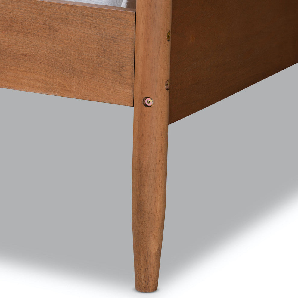 Lachlan Mid-Century Modern Farmhouse Ash Walnut Finish Wood Full Daybed