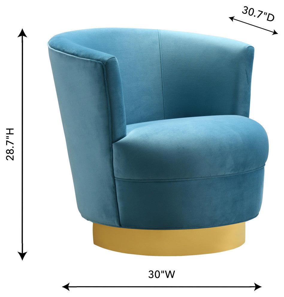 TOV Furniture Noah Lake Blue Swivel Chair