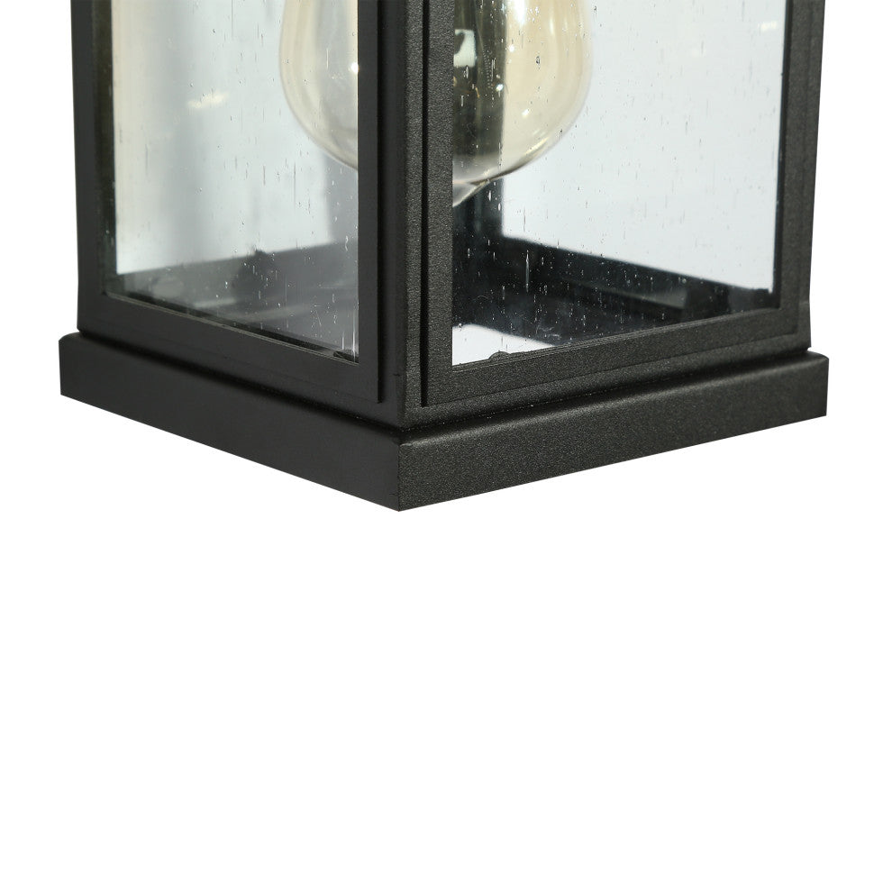 LNC 2pcs Modern 1-Light Black Outdoor Wall Light With Seeded Glass, Set of 2