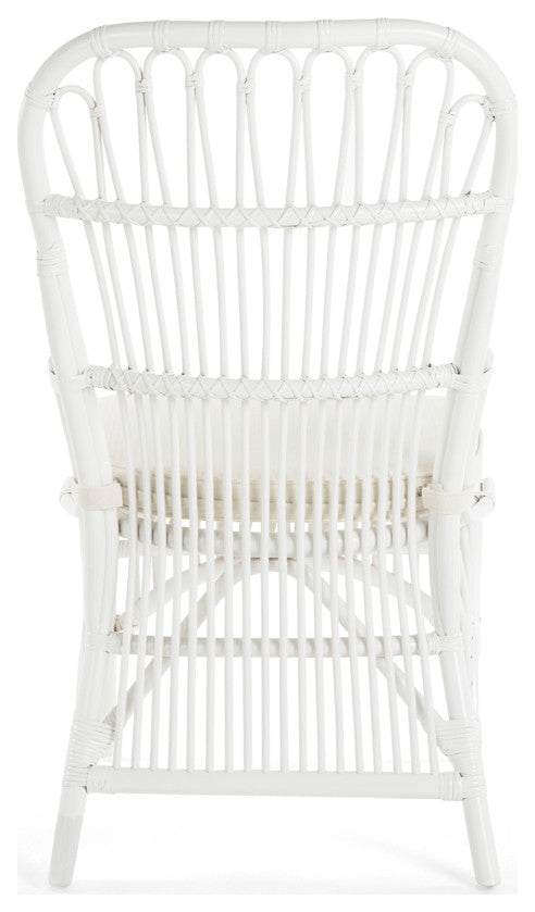 Rattan Loop Side Chair With Seat Cushion, Set of 2, White