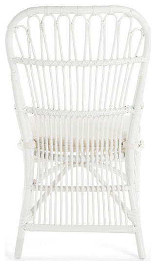 Rattan Loop Side Chair With Seat Cushion, Set of 2, White