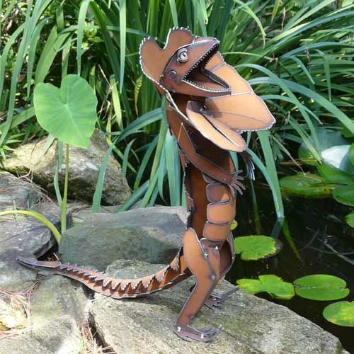 Frilled Neck Lizard Large Metal Sculpture