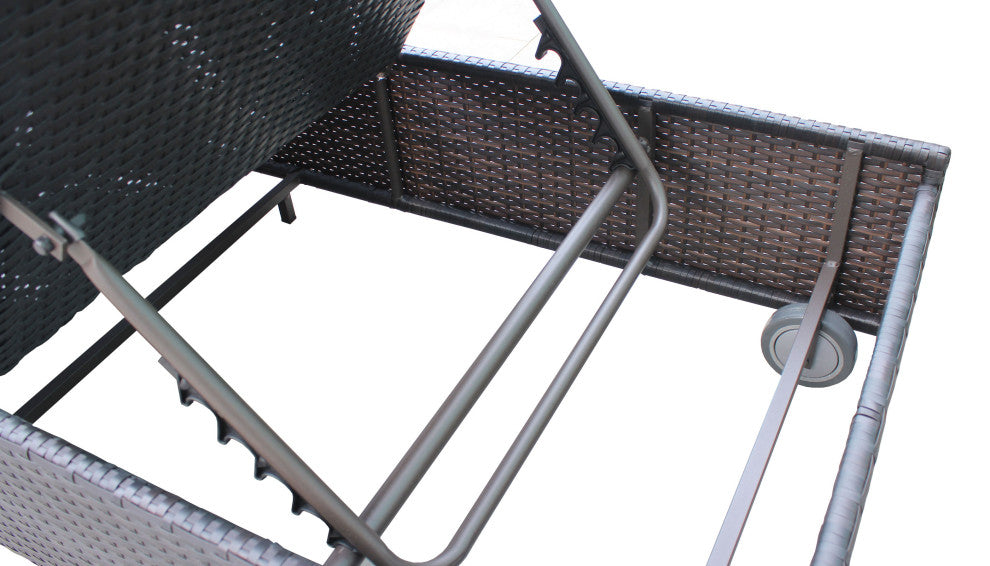 Barbados Wheeled Chaise Set of 2 Outdoor Wicker Patio Furniture in Aruba