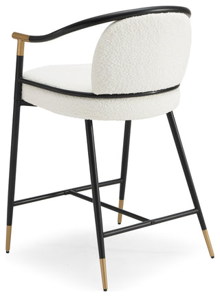 GDF Studio Contemporary Upholstered Counter Stools, Set of 2, Beige/Black/Gold