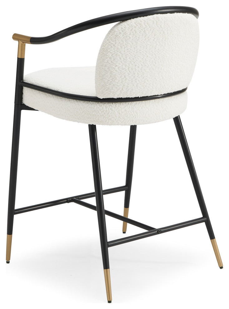 GDF Studio Contemporary Upholstered Counter Stools, Set of 2, Beige/Black/Gold