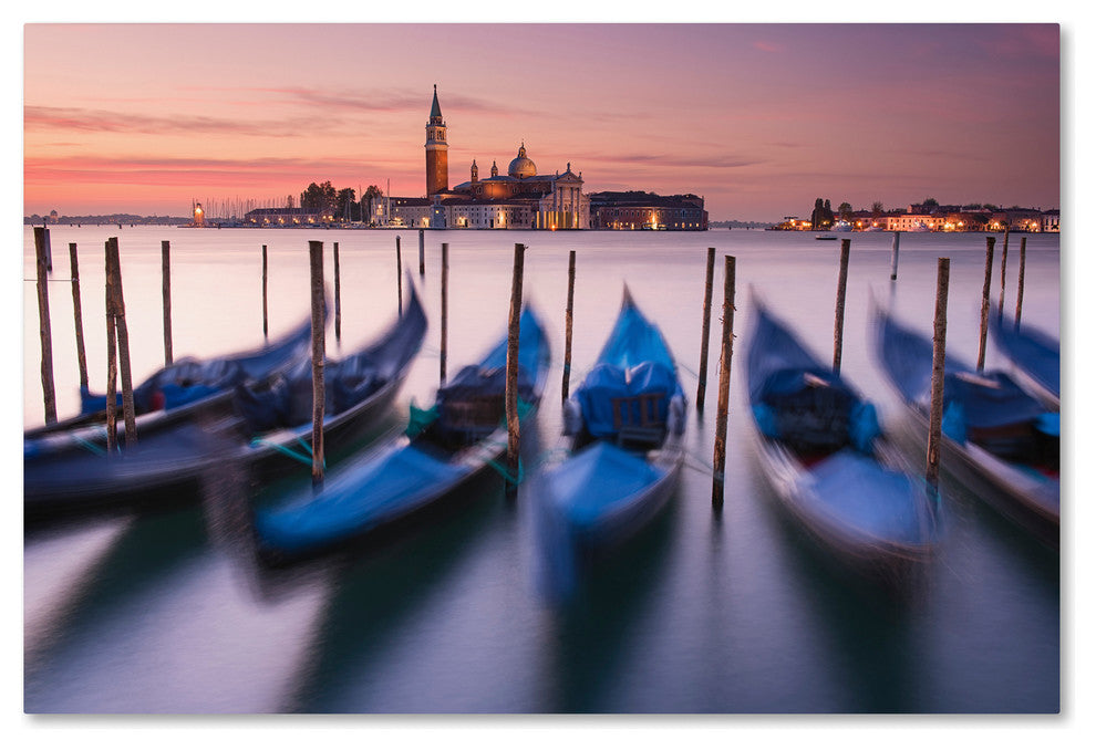 Michael Blanchette 'Blue Gondolas' Canvas Art, 19x12