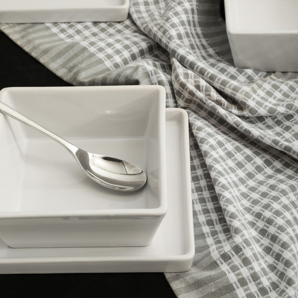 Stone Lain Grace Stoneware 24 Piece Dinnerware Set, White