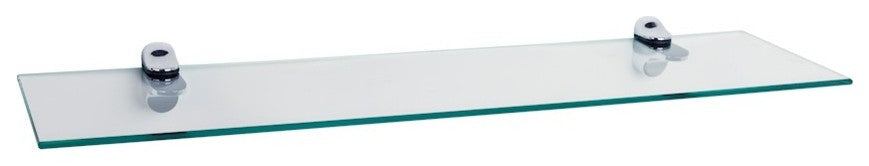 Clear Glass Floating Shelf With Chrome Brackets 24x6"