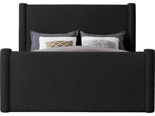 Elias Upholstered Bed, Black, Queen, Boucle Fabric