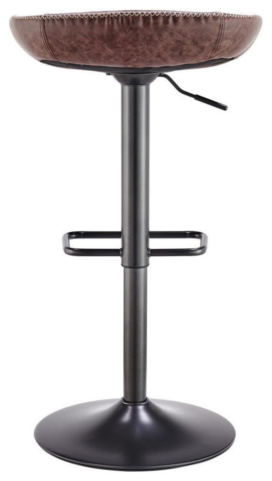 Rogue PU Gaslift Bar Stool, Set of 2, Vintage Coffee Brown