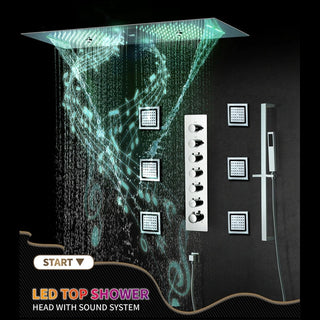 Touch Panel Controlled LED Shower System, Matte Black C - Touch Panel Light