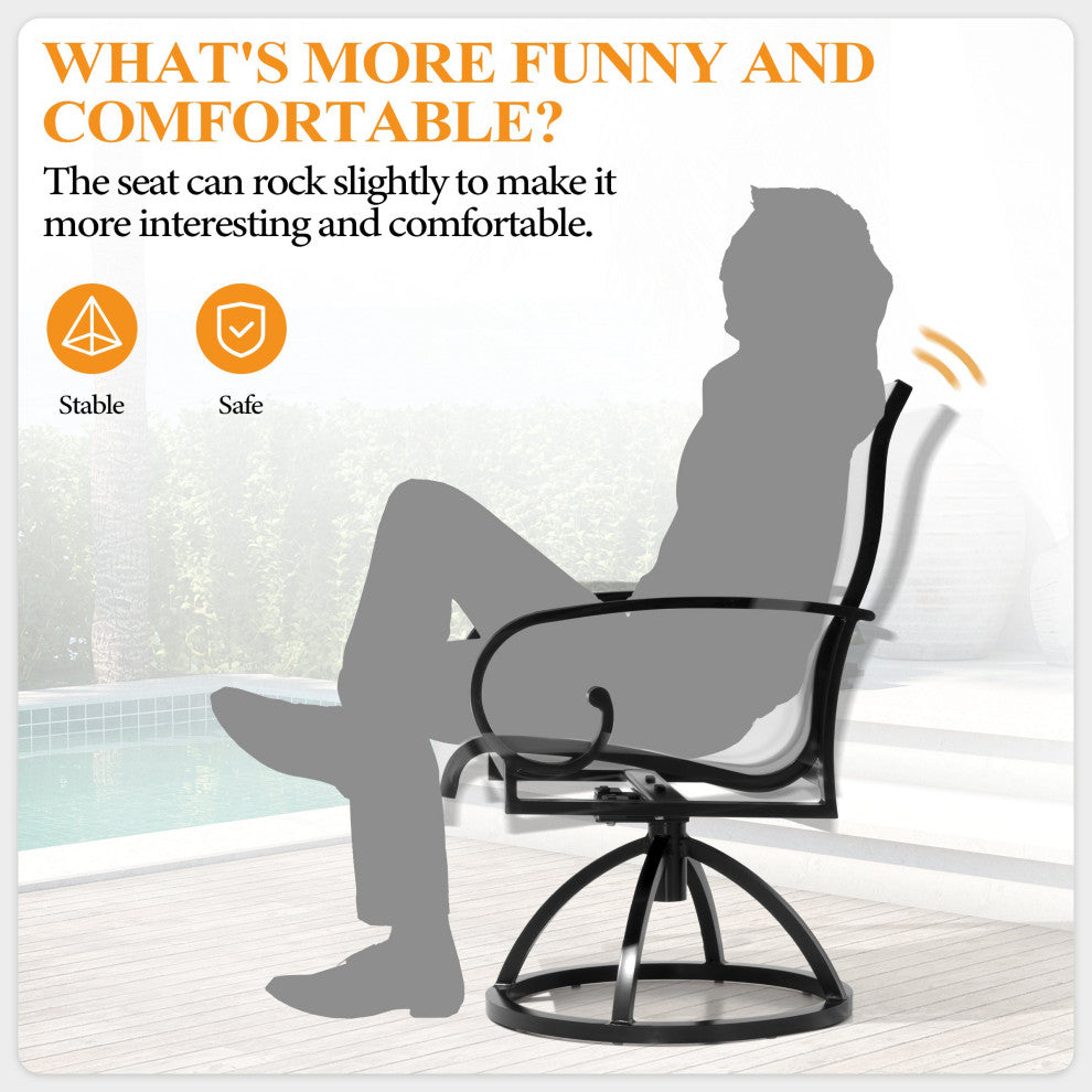 Bar Stool Chair Outdoor Aluminum Rocking Lounge, White