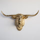 Faux Metallic Texas Longhorn Head Wall Decor, Gold