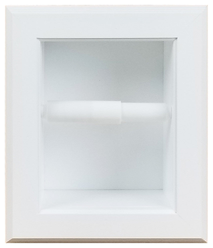 Tampa Recessed Solid Wood Toilet Paper Holder 7 x 8.5, White Enamel