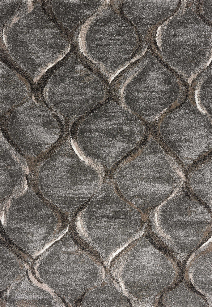 HomeRoots 5'x8' Charcoal Grey Machine Woven Ogee Indoor Area Rug