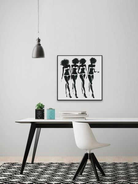 "Disco Glam" Floater Framed Painting Print on Canvas, 40"x40"