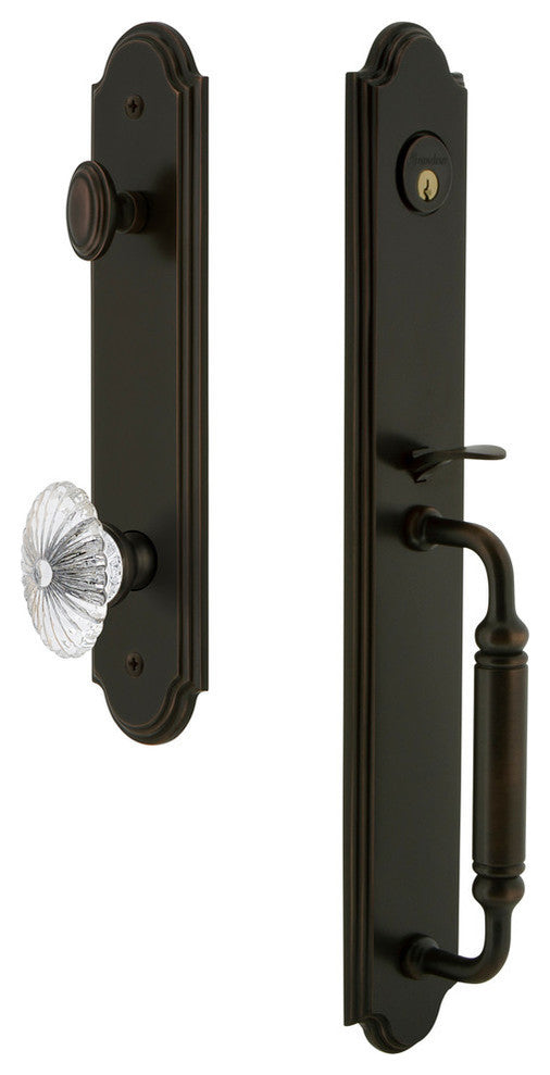 Arc 1-Piece Dummy Handleset, C Grip and Burgundy Knob, Timeless Bronze, 848485
