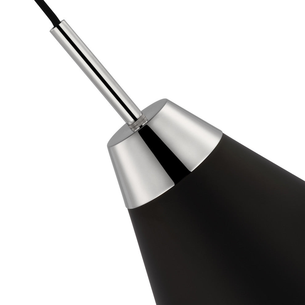 Tango 1-Light Large Pendant, Matte Black With Polished Nickel