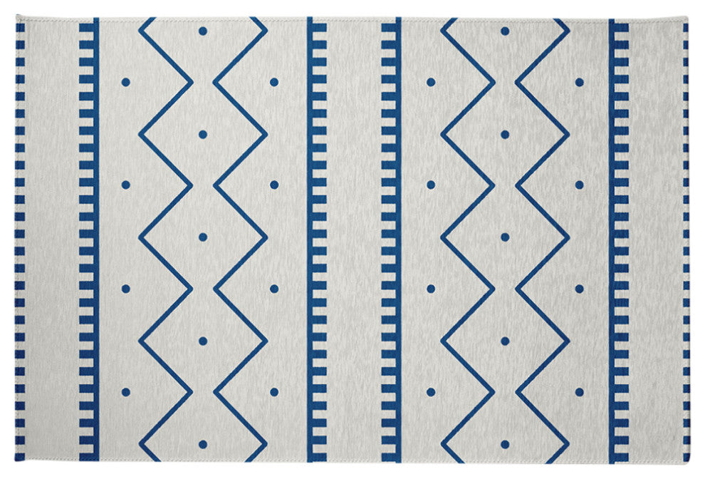 Mudcloth Spring Chenille Rug, Dark Cobalt Blue, 2'x3'