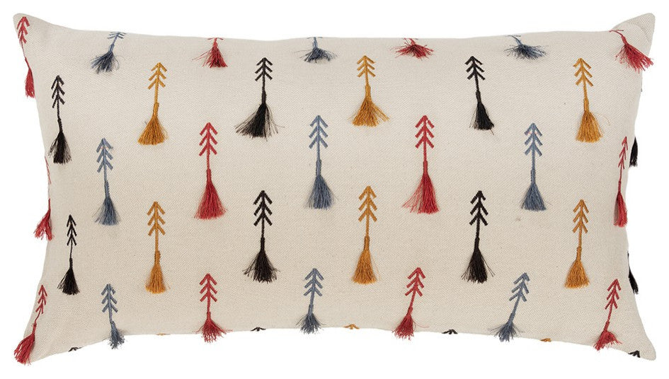 Earth Tone Feathered Arrows Lumbar Pillow