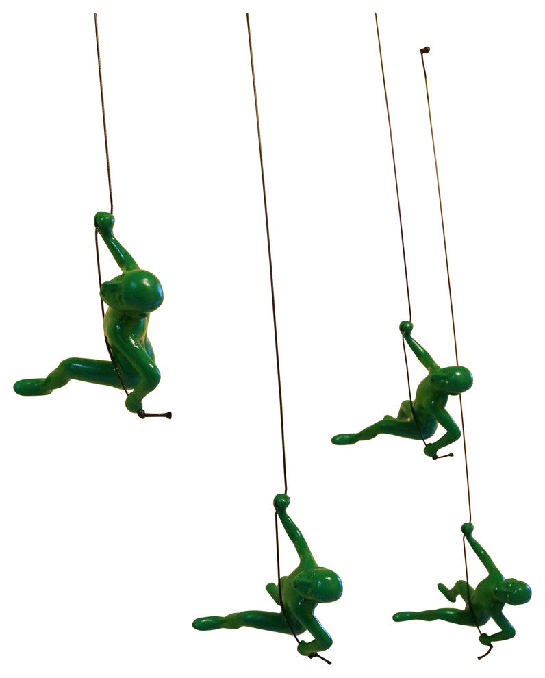 Heavy Climbing Green Man Position #1 Wall Art, Set of 4