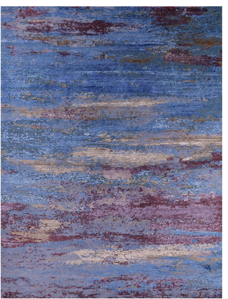 Wool and Silk Abstract Hand-Knotted Rug 9' 0" X 11' 11" Q8782