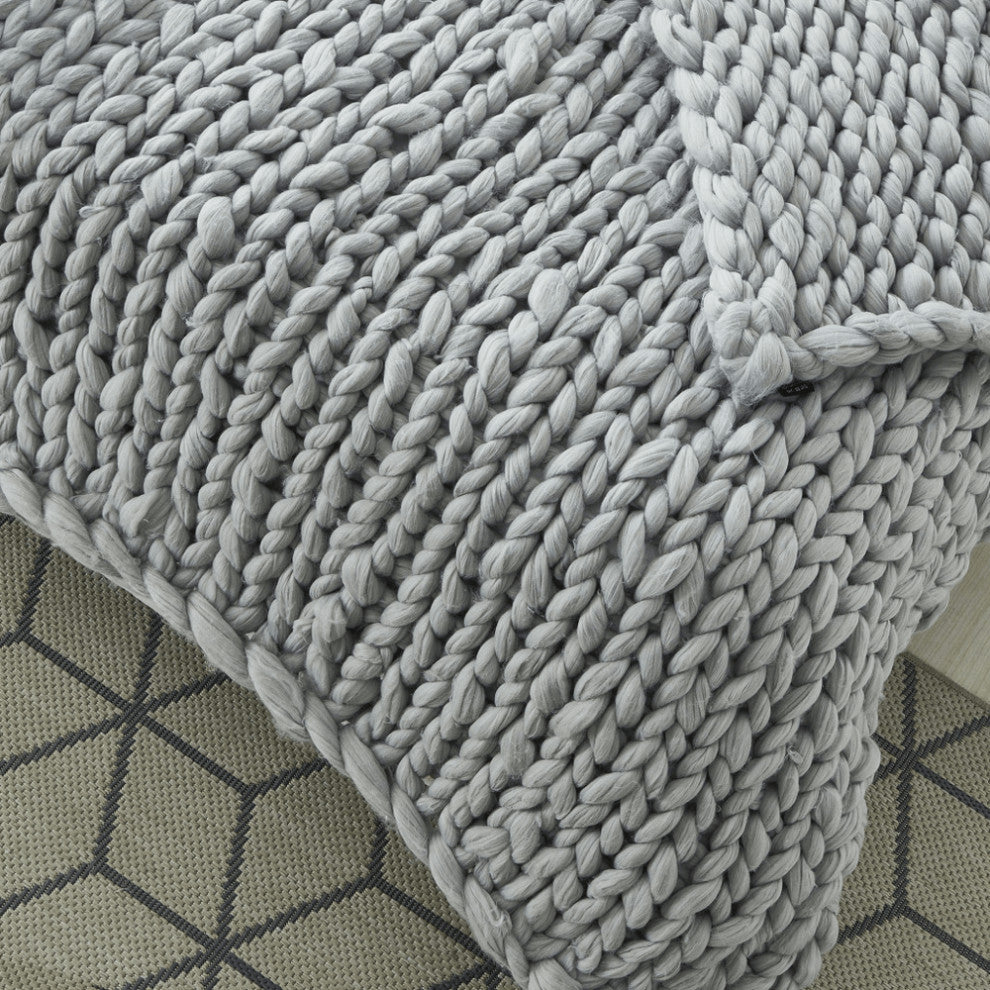 40" X 60" Light Gray Cozy Knit Polyester Throw Blanket