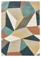 2' X 3' Blue Green Beige Retro Wedge Indoor Area Rug