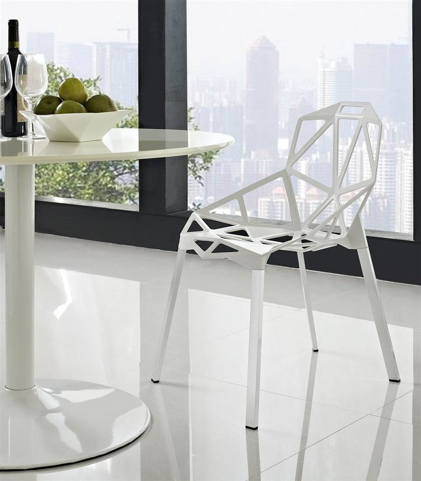Modern White Connections Dining Side Chair