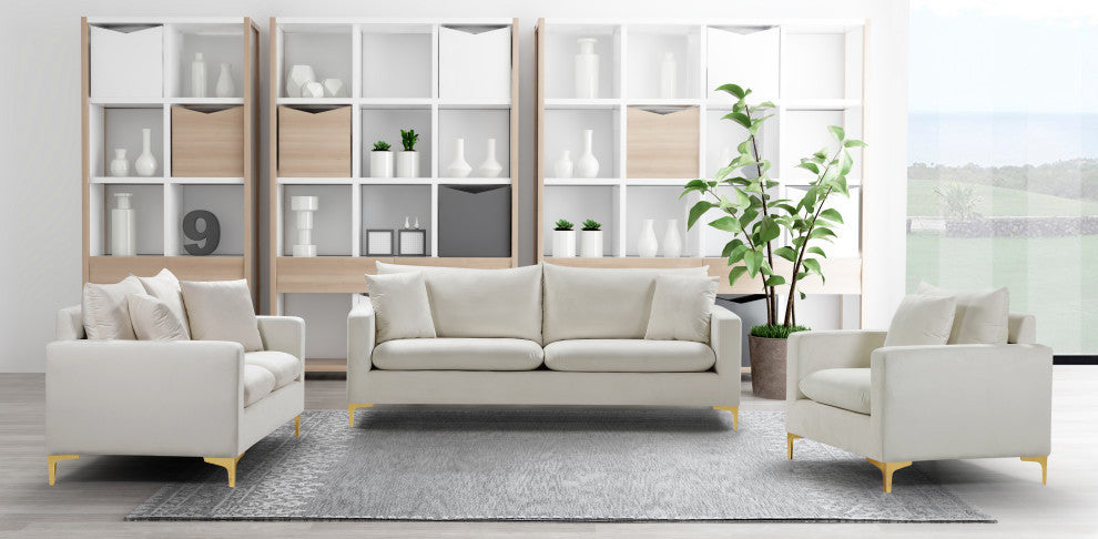 Naomi Velvet Upholstered Sofa, Cream