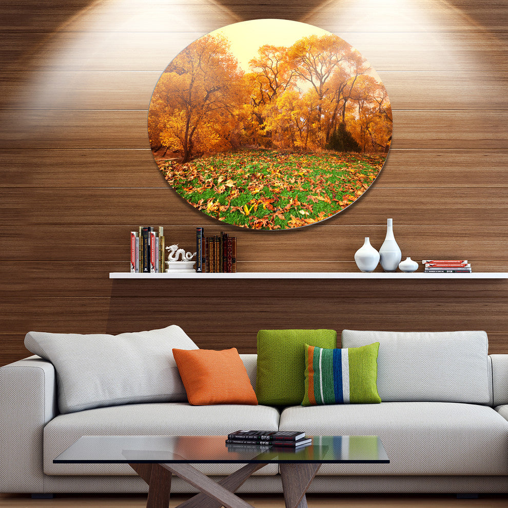 Beautiful Autumn With Green Grass, Landscape Round Wall Art, 23"