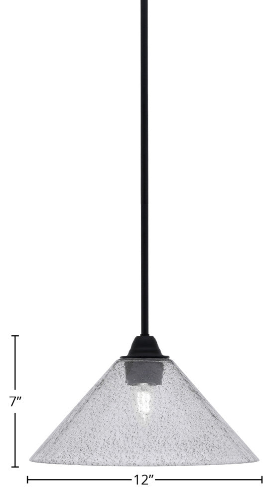 Paramount Mini Pendant, Matte Black, 12" Smoke Bubble Glass