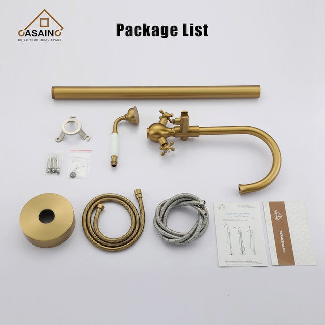 Freestanding Bathtub Faucet Hand Shower Vintage Floor-Mount Tub Faucet 2-Handle