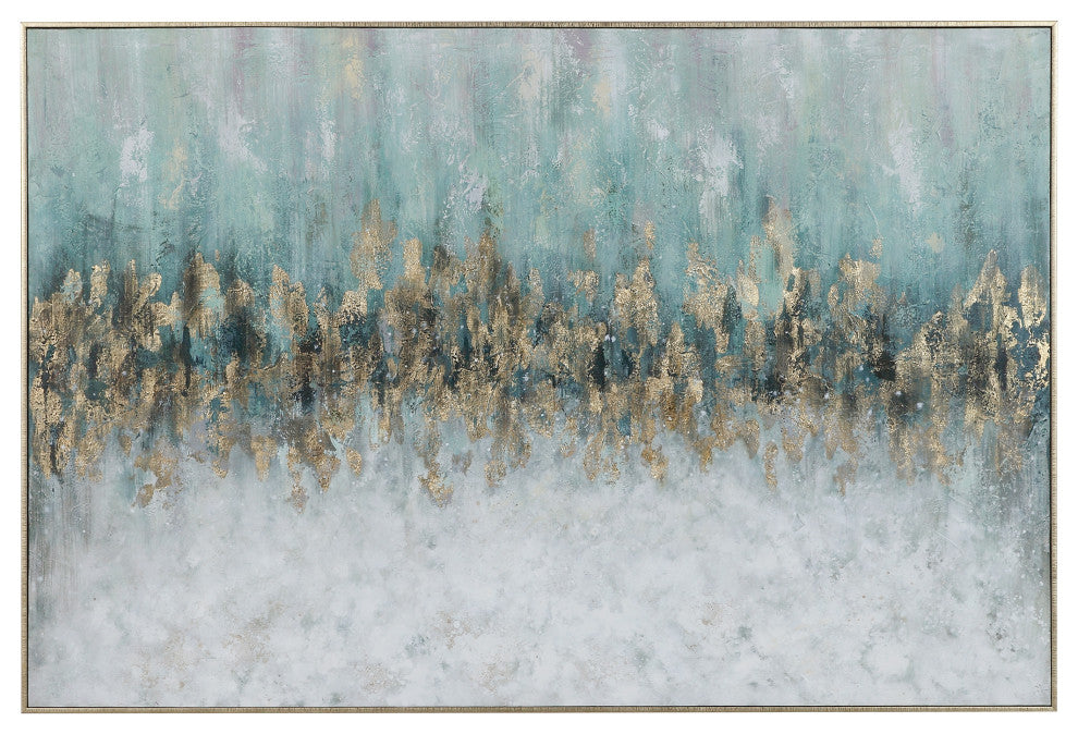 Uttermost Divide Coastal Firwood and Canvas Abstract Hand Painted Art in Blue