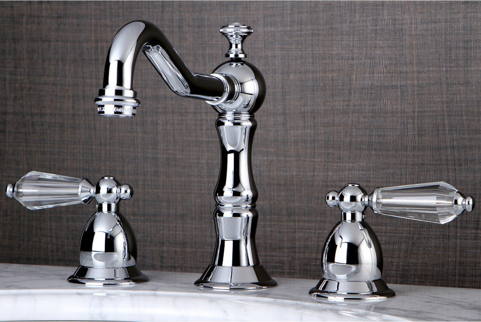 Kingston Brass Widespread Bathroom Faucet With Brass Pop-Up, Polished Chrome