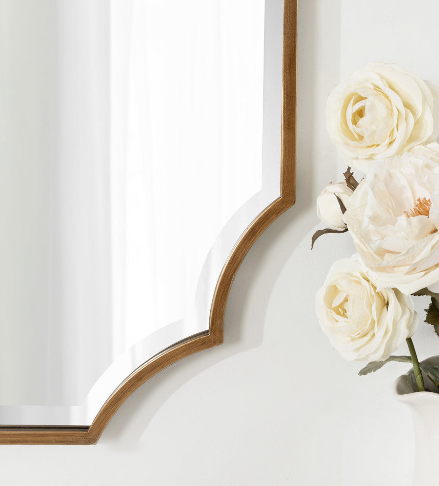 Deavere Scalloped Wall Mirror, Gold, 22"x32"