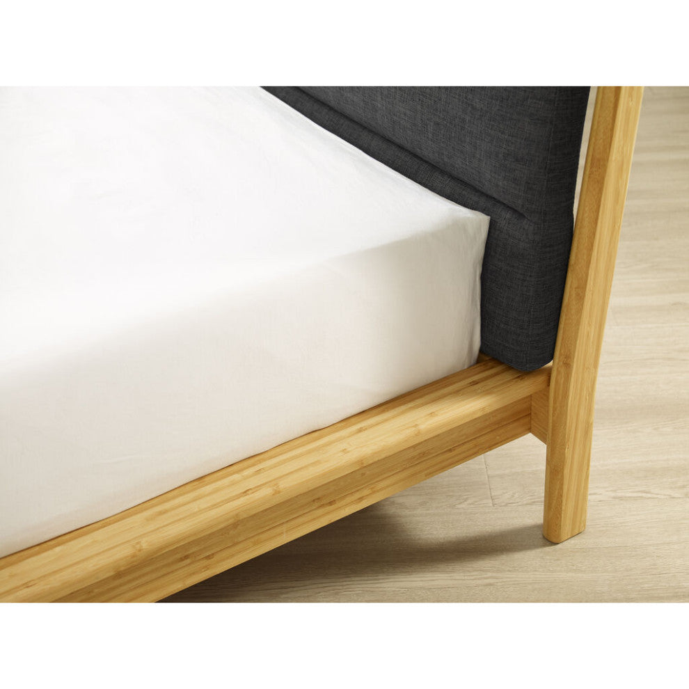 Greenington Santa Cruz King Platform Bed with Fabric | Wheat