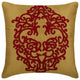 Damask Embroidery Red & Gold Art Silk 22"x22" Pillow Cover, Red Damascus