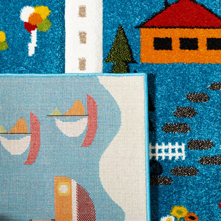Safavieh Carousel Kids Collection CRK197M Rug, Blue/Beige, 5'3" X 7'6"