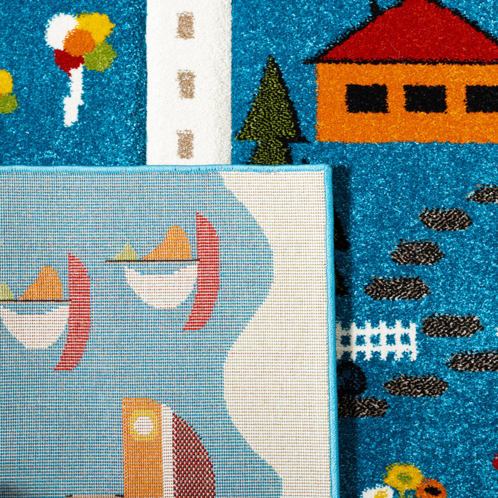 Safavieh Carousel Kids Collection CRK197M Rug, Blue/Beige, 5'3" X 7'6"