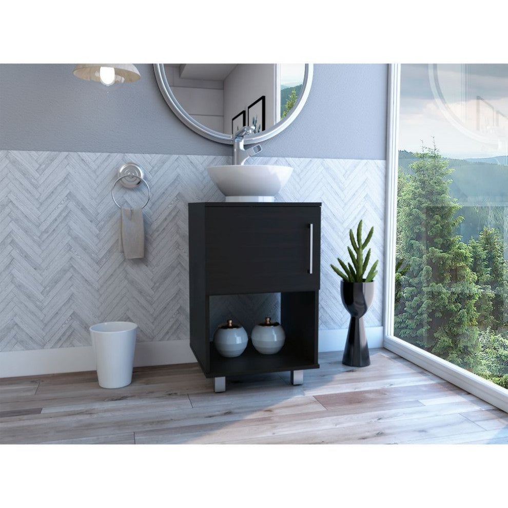 DEPOT E-SHOP Pittsburgh Single Bathroom Vanity with Sink, Black