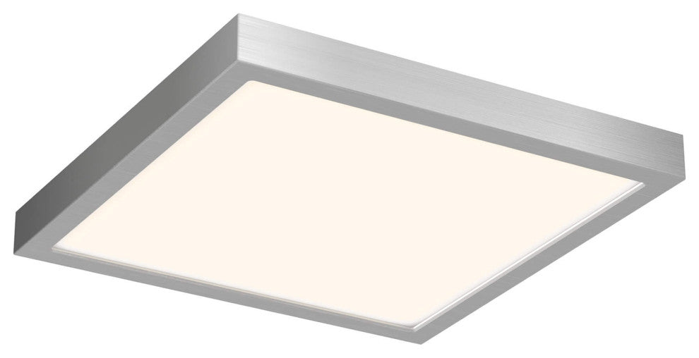 10" Square Indoor/Outdoor LED Flush Mount, Satin Nickel