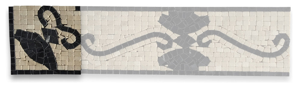 Marble Mosaic Border Decorative Tile Royal Nero 4x4 Polished Tumbled, 1 piece